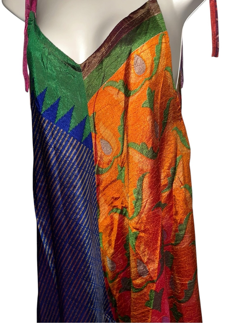 Jaded Gypsy Free Size Wide-Leg Colorblock Jumpsuit in Green, Blue & Orange - Picture 4 of 8